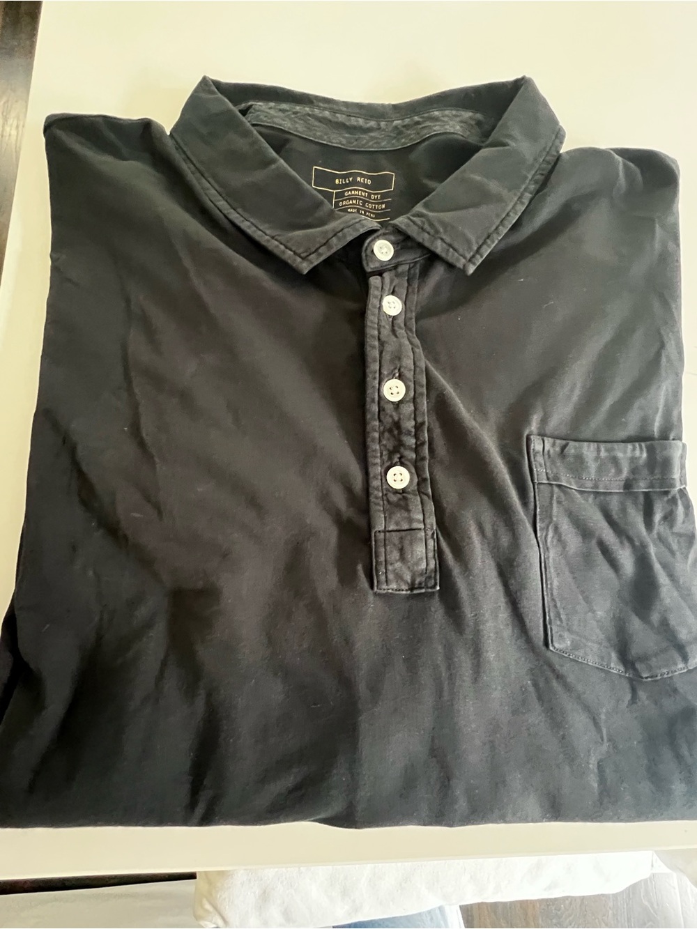 Billy Reid Men's Black Cotton Long Sleeve Polo Shirt XXL